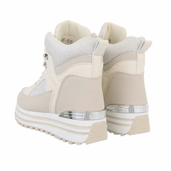 Hoge beige mixed textiel sneaker Moya