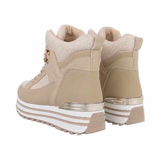 Hoge kaki mixed textiel sneaker Moya