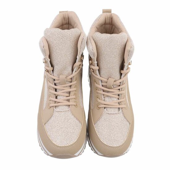 Hoge kaki mixed textiel sneaker Moya