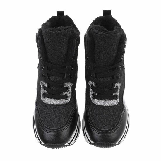 Hoge zwarte mixed textiel sneaker Viva