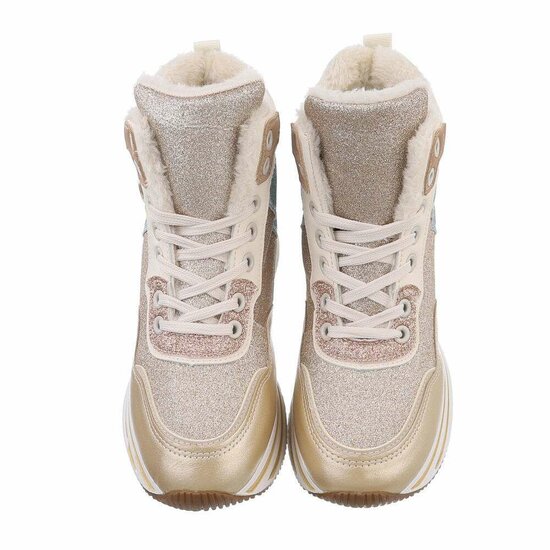 Hoge gouden mixed textiel sneaker Viva