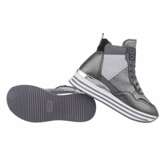 Hoge grijze mixed textiel sneaker Viva