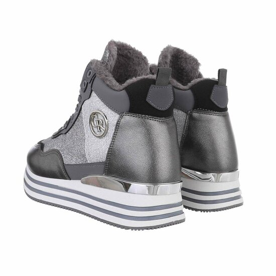 Hoge grijze mixed textiel sneaker Viva