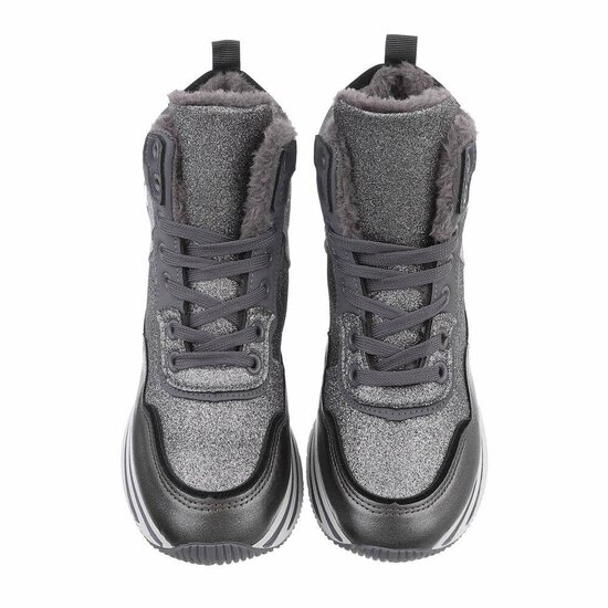 Hoge grijze mixed textiel sneaker Viva