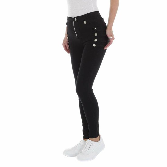 Skinny high waist zwarte jeans met deco.