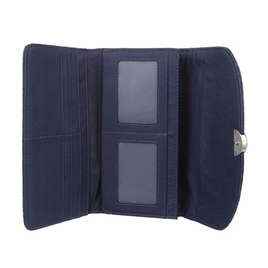 Rechthoekige gemoltoneerde donker blauwe portemonnee
