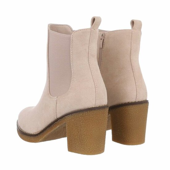 Beige suede enkellaarsje Anita