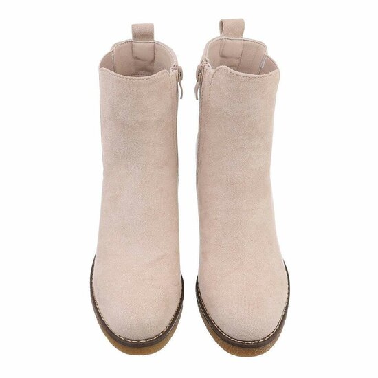 Beige suede enkellaarsje Anita