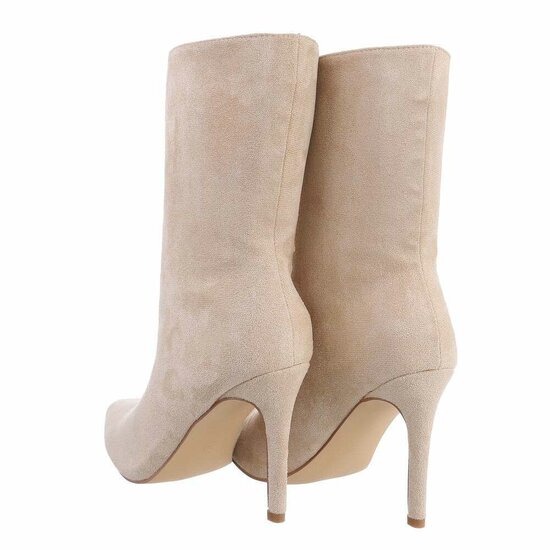 Beige suede enkellaarsje Elke