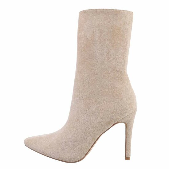 Beige suede enkellaarsje Elke