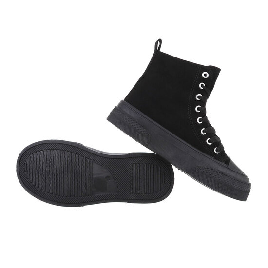 Zwarte hoge textiel sneaker Noa.