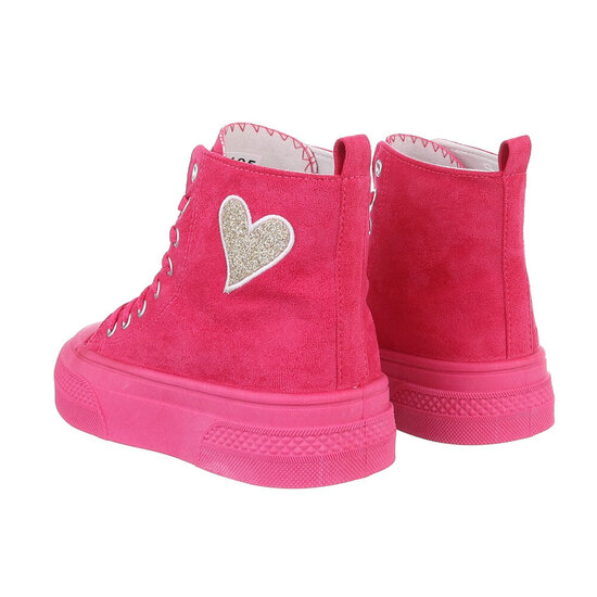 Fuchsia hoge textiel sneaker Noa.