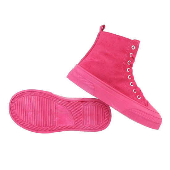 Fuchsia hoge textiel sneaker Noa.