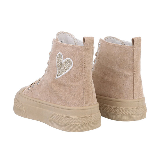 Kaki bruine hoge textiel sneaker Noa.