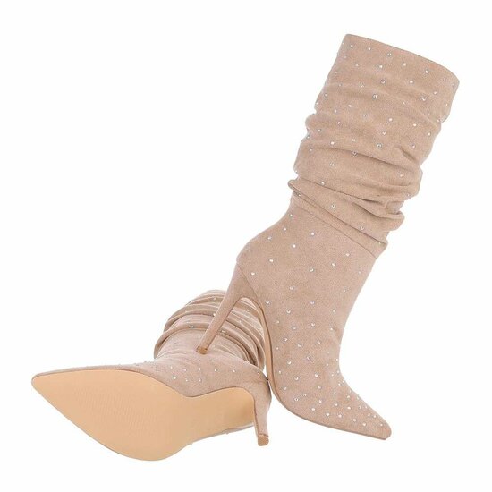 Beige suede halfhoge laars Eunice