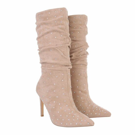Beige suede halfhoge laars Eunice