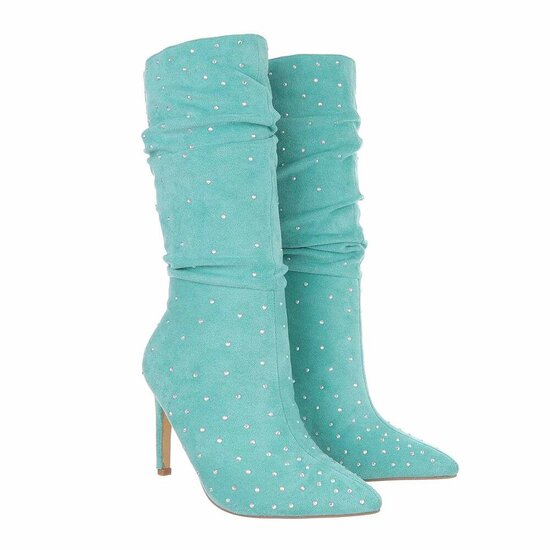 Licht groene suede halfhoge laars Eunice