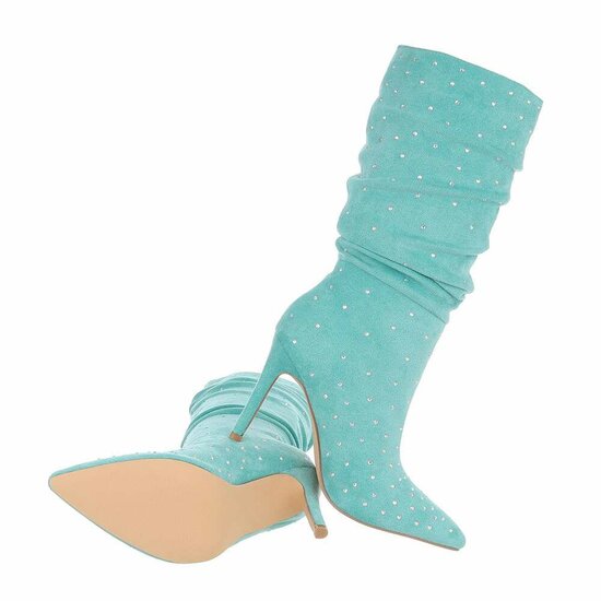 Licht groene suede halfhoge laars Eunice