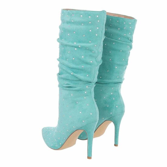Licht groene suede halfhoge laars Eunice