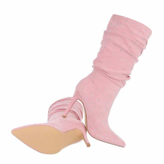 Rose suede halfhoge laars Eunice  SOLD OUT