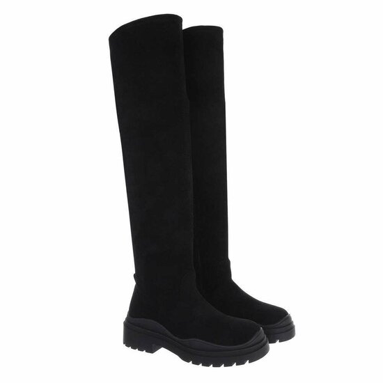 Zwarte suede overknee laars Hetty
