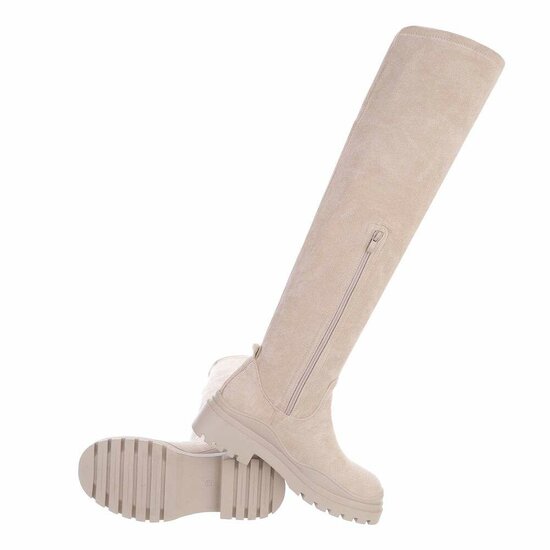 Beige suede overknee laars Hetty