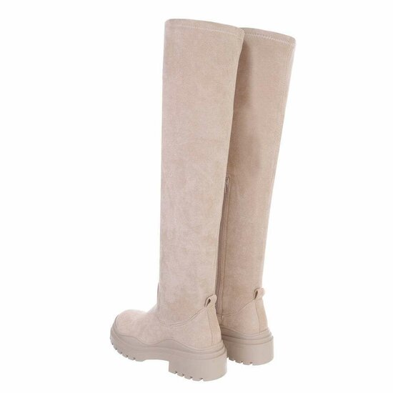 Beige suede overknee laars Hetty