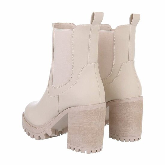 Beige high heel enkellaarsje Nieke