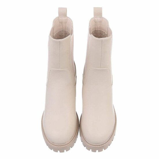 Beige high heel enkellaarsje Nieke