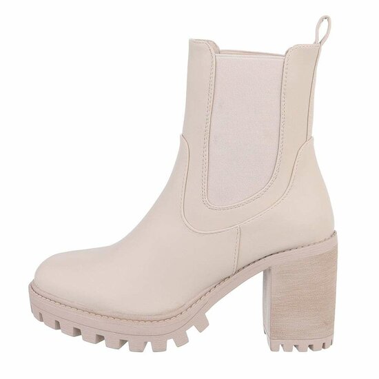 Beige high heel enkellaarsje Nieke