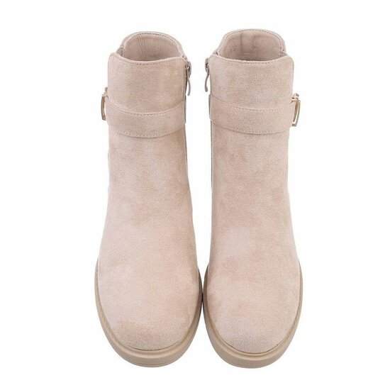 Beige suede enkellaarsje Helma