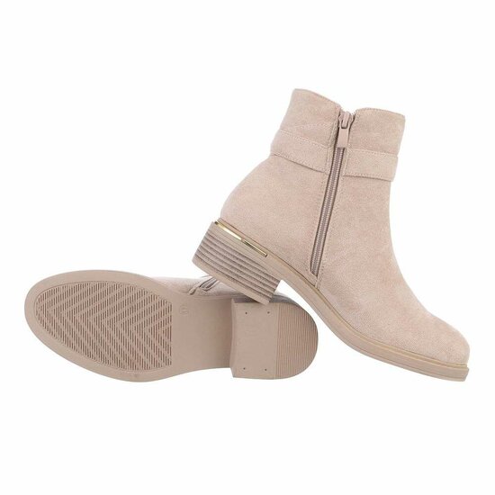 Beige suede enkellaarsje Helma