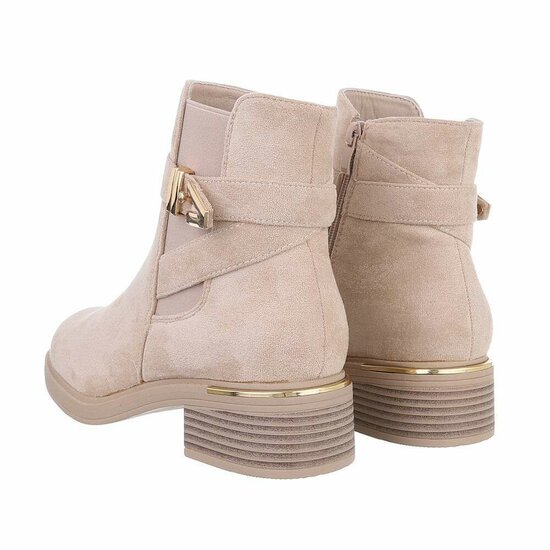 Beige suede enkellaarsje Helma