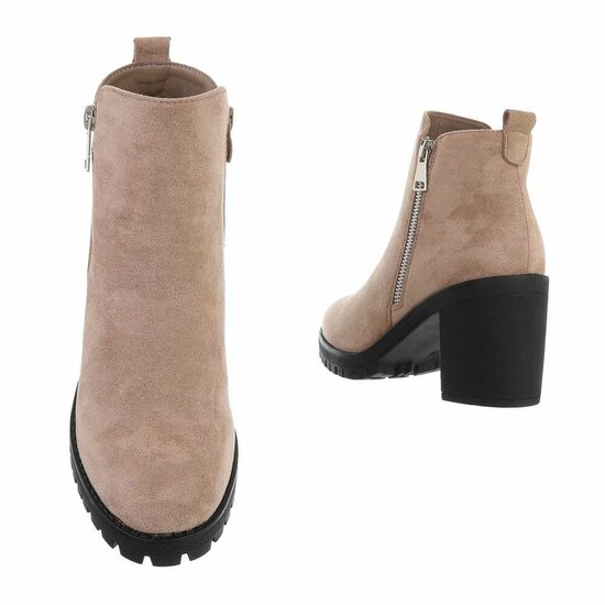 Beige daimen high heel enkellaarsje Arischa