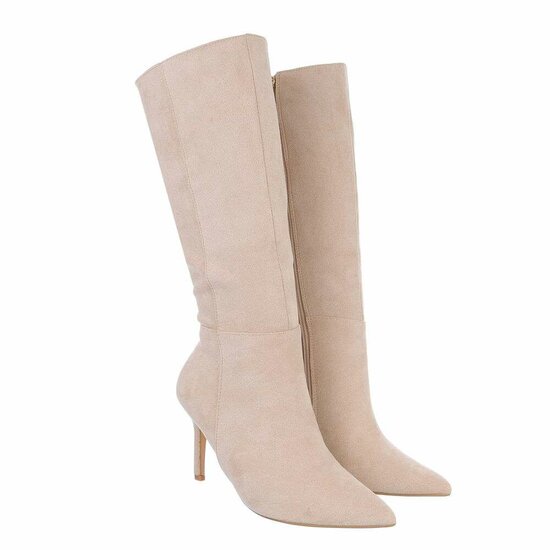 Beige suede halfhoge laars Laetitia