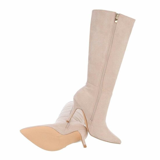 Beige suede halfhoge laars Laetitia