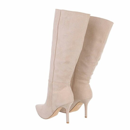 Beige suede halfhoge laars Laetitia