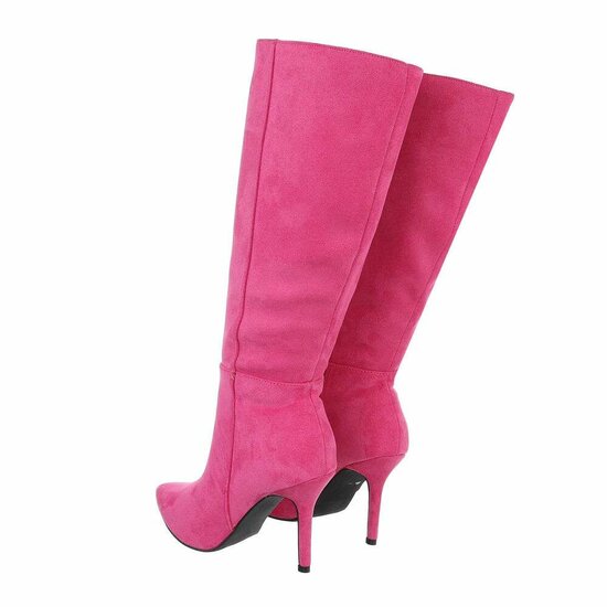 Fuchsia suede halfhoge laars Laetitia