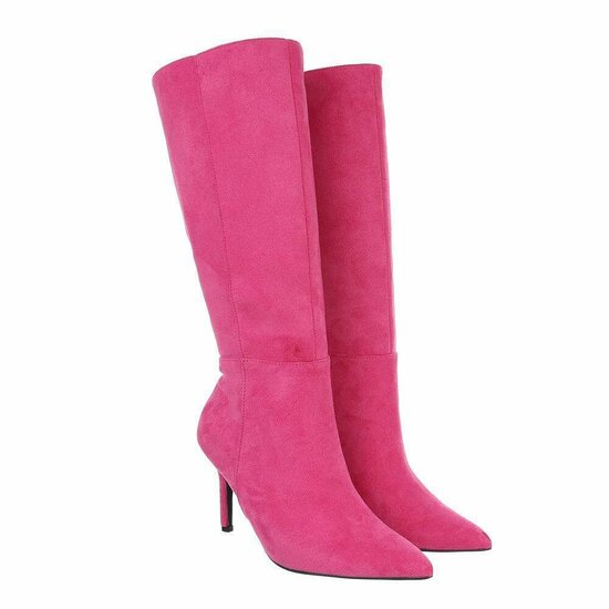 Fuchsia suede halfhoge laars Laetitia