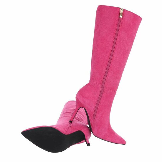 Fuchsia suede halfhoge laars Laetitia