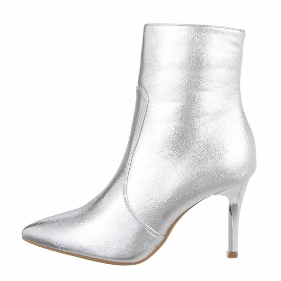 Zilveren high heel enkellaarsje Whisma