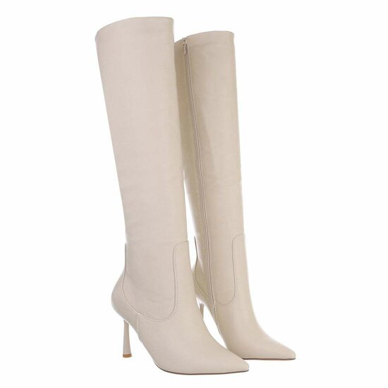Beige hoge laars zwart Fabiola