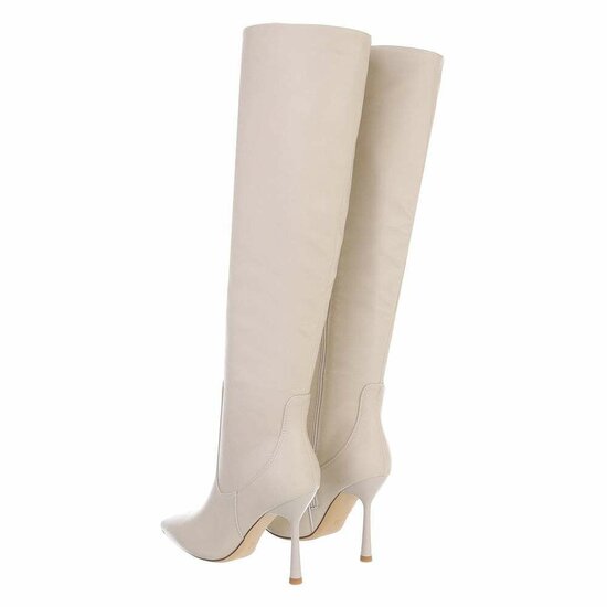 Beige hoge laars zwart Fabiola