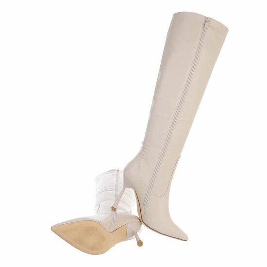 Beige hoge laars zwart Fabiola