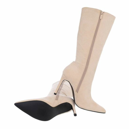 Beige suede halfhoge laars Antoinette
