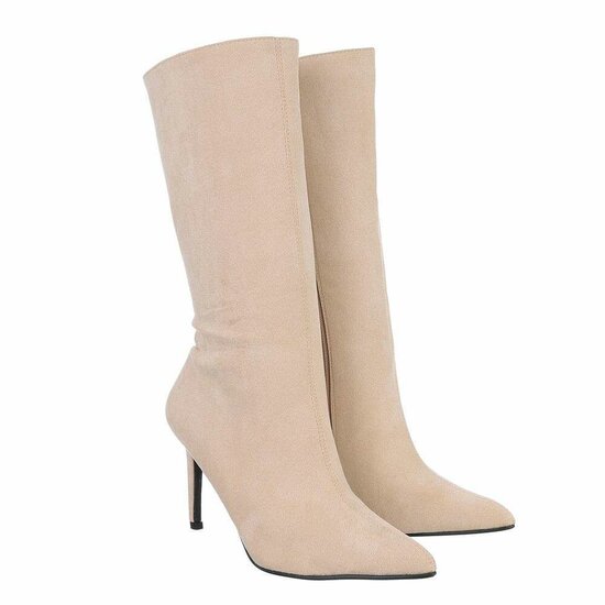 Beige suede halfhoge laars Antoinette