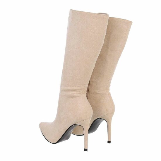 Beige suede halfhoge laars Antoinette