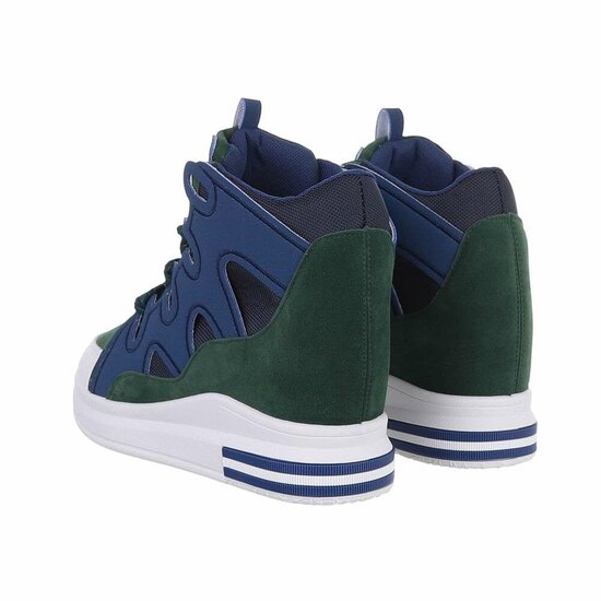 Hoge blauw-groene mixed  sneaker Helga