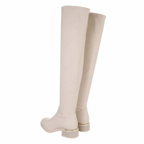 Klassieke beige overknee laars Annick