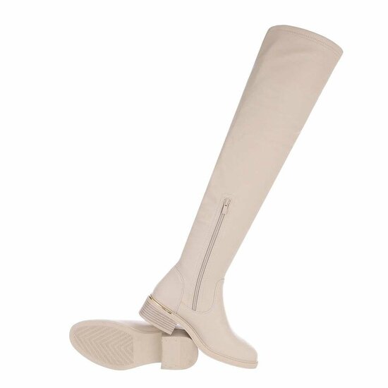 Klassieke beige overknee laars Annick